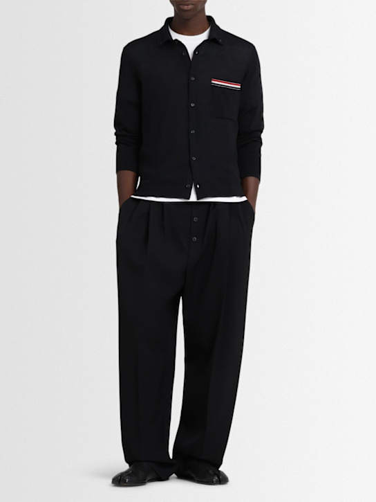 Thom Browne: Jersey stitch wool polo shirt - men_1 | Luisa Via Roma