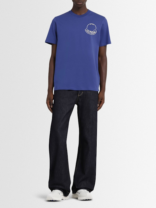 Moncler: Logo cotton t-shirt - Nightfall - men_1 | Luisa Via Roma