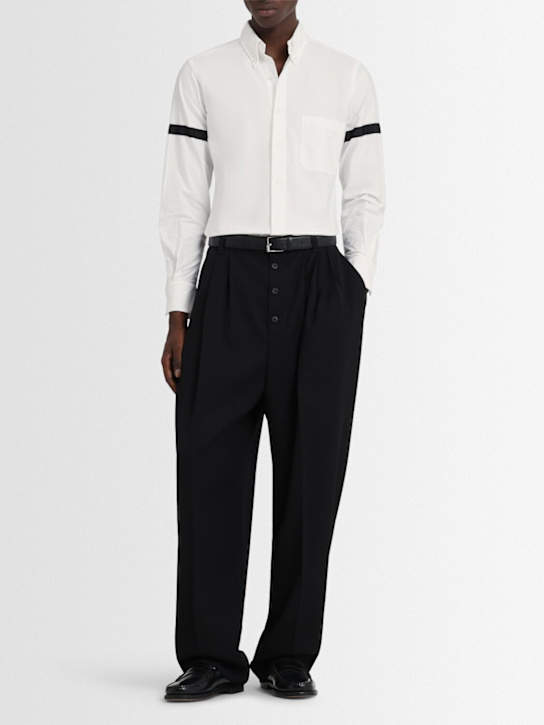 Thom Browne: Classic shirt w/black armbands - men_1 | Luisa Via Roma