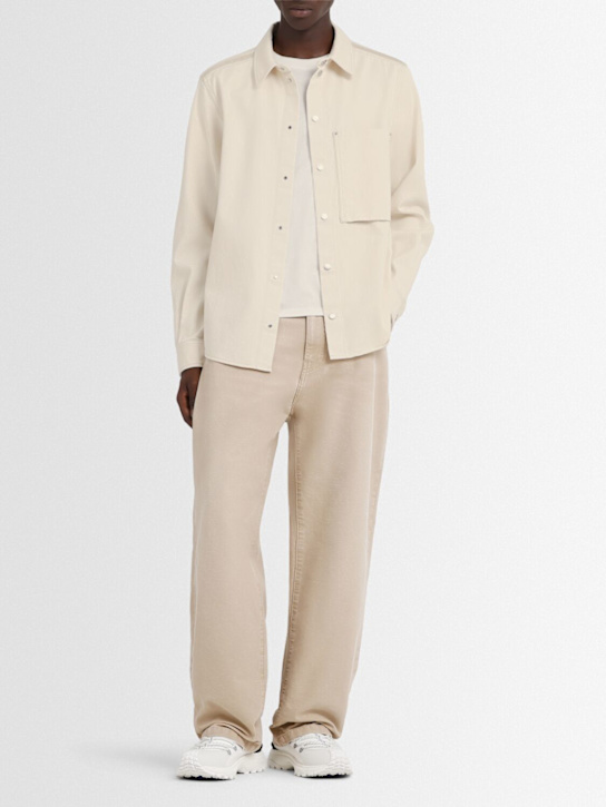 Moncler: Cotton denim shirt - Ivory - men_1 | Luisa Via Roma
