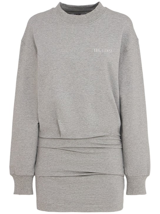 The Attico: Ruched jersey mini dress - Grey - women_0 | Luisa Via Roma