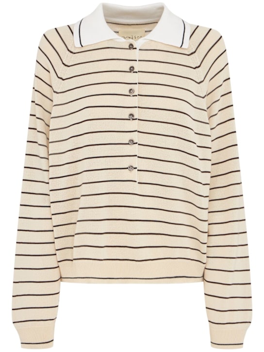 Cordera: Striped organic cotton knit polo sweater - women_0 | Luisa Via Roma