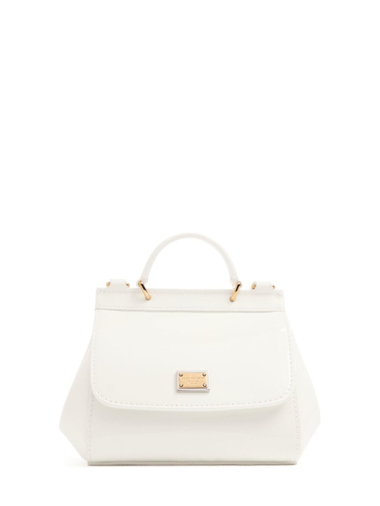 Dolce&Gabbana: Sicily patent leather shoulder bag - オフホワイト - kids-girls_0 | Luisa Via Roma