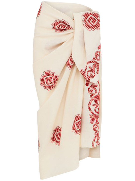 Johanna Ortiz: Antique Haciendas printed sarong - Ecru/Wine - women_0 | Luisa Via Roma