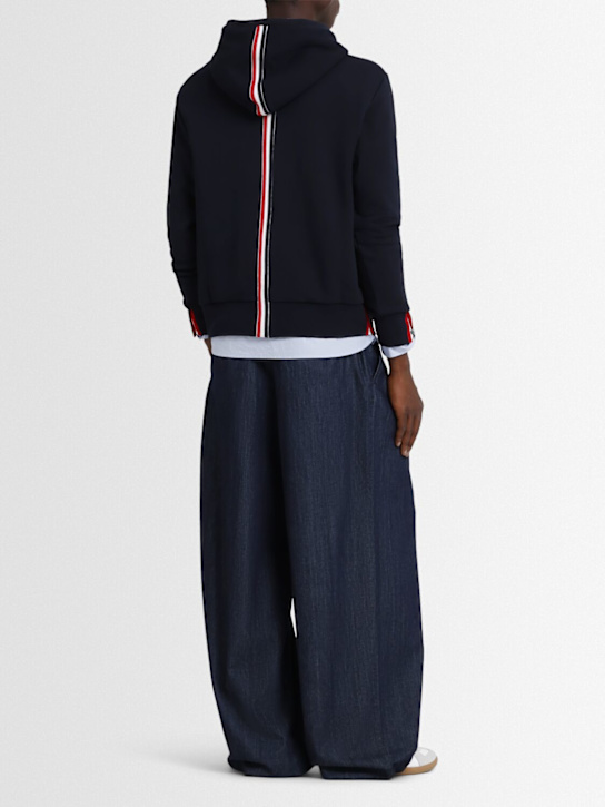 Thom Browne: Hooded cotton jersey sweatshirt - men_1 | Luisa Via Roma
