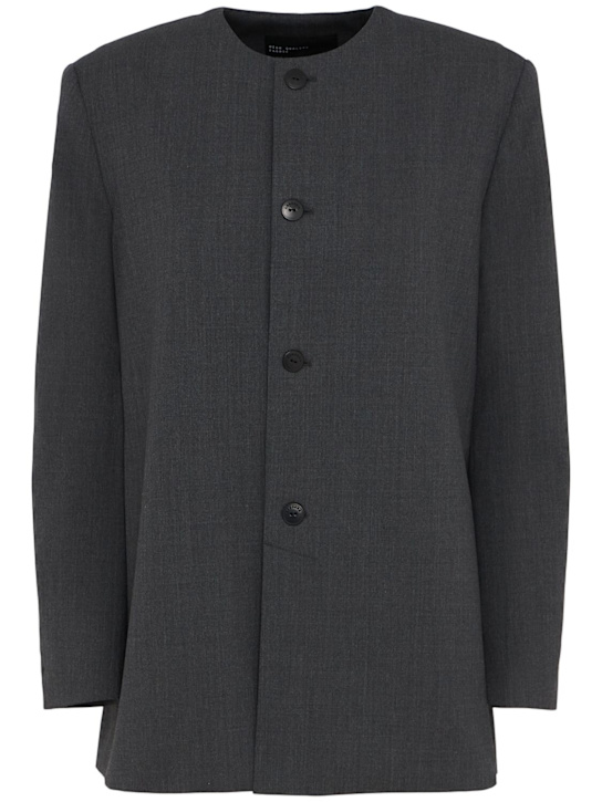 Cordera: Wool blend round-neck blazer - Grey - women_0 | Luisa Via Roma