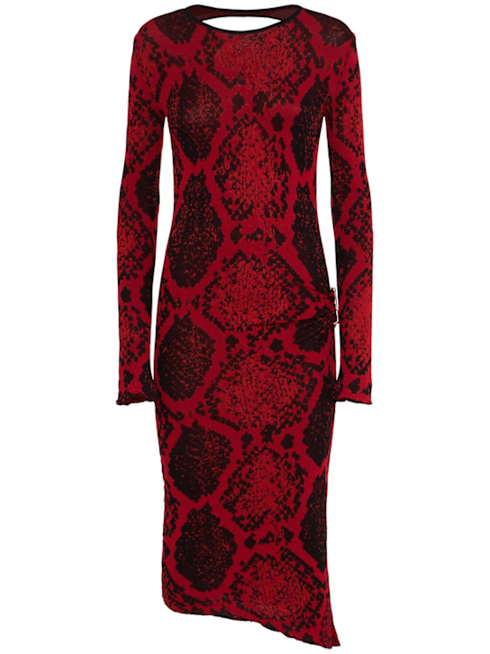 The Attico: Python printed viscose blend midi dress - Red/Black - women_0 | Luisa Via Roma