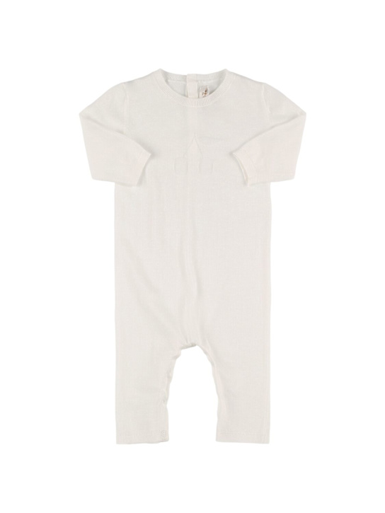 Bonpoint: Cotton knit romper - ホワイト - kids-girls_0 | Luisa Via Roma