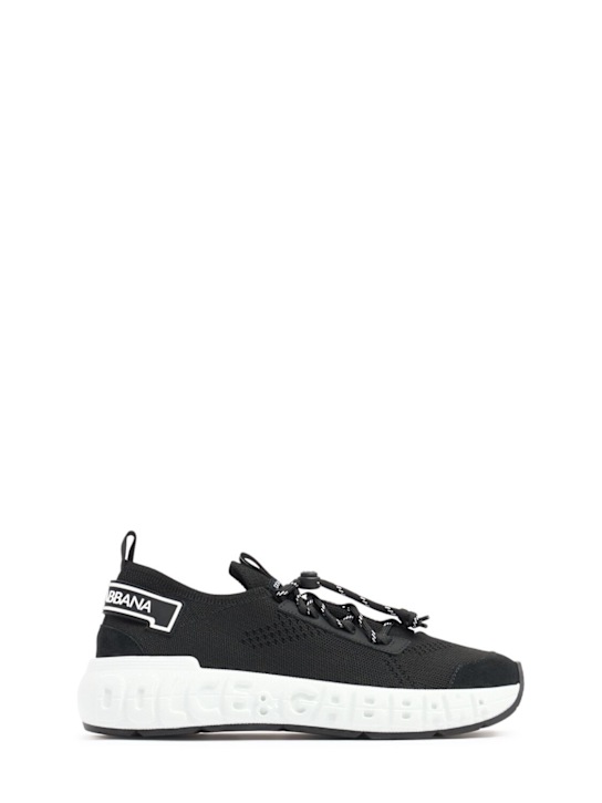 Dolce&Gabbana: Leather lace-up sneakers - Black - kids-girls_0 | Luisa Via Roma