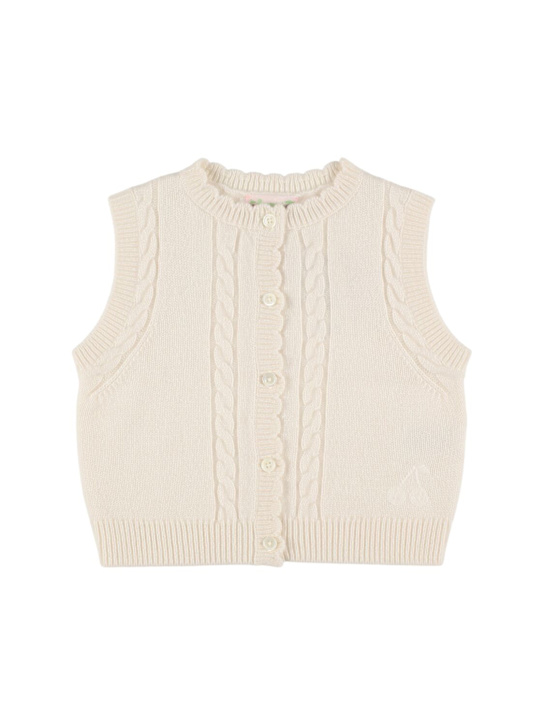 Bonpoint: Wool blend knit vest - ホワイト - kids-girls_0 | Luisa Via Roma