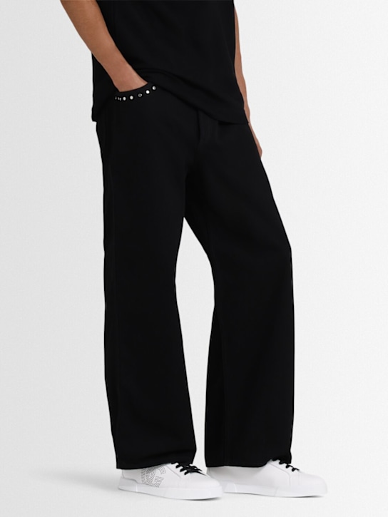 Dolce&Gabbana: Leather sneakers - White/Black - men_1 | Luisa Via Roma