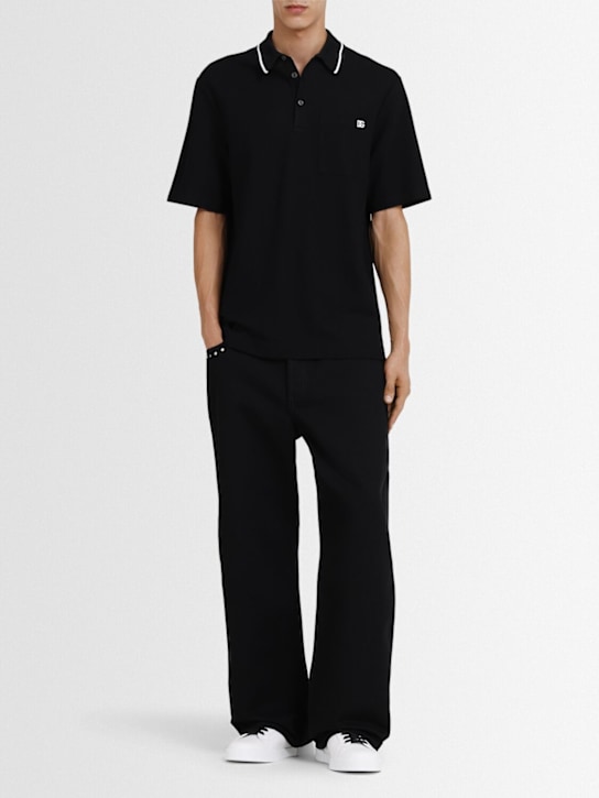 Dolce&Gabbana: Piquet polo - Black - men_1 | Luisa Via Roma