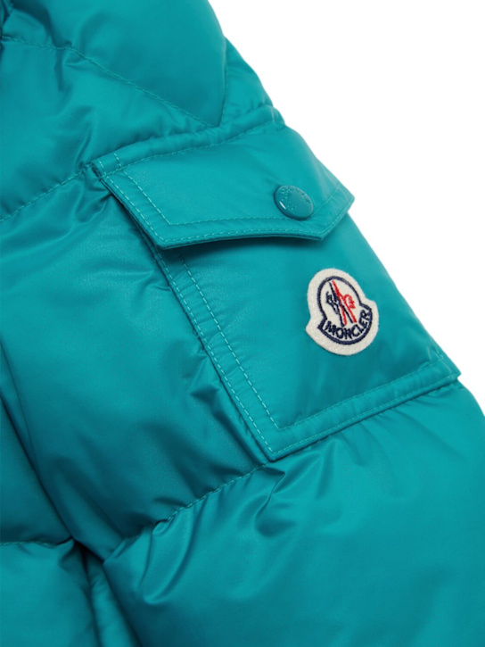 Moncler: Eranu nylon down jacket - ティール - kids-boys_1 | Luisa Via Roma
