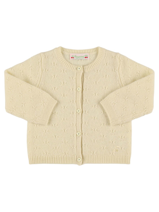 Bonpoint: Wool & alpaca knit cardigan - ペールイエロー - kids-girls_0 | Luisa Via Roma