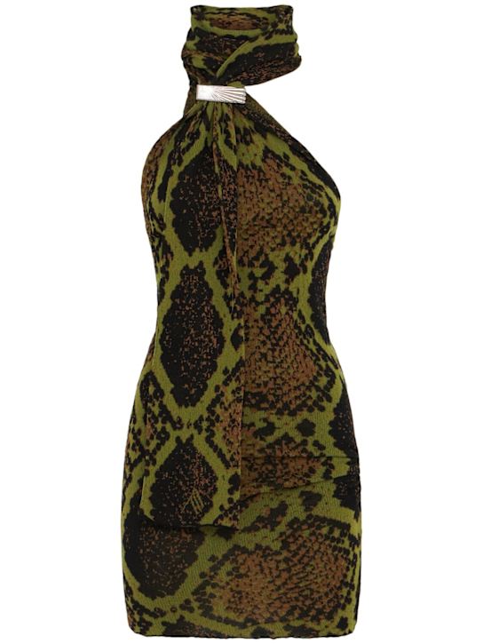 The Attico: Python printed viscose blend mini dress - Green/Multi - women_0 | Luisa Via Roma