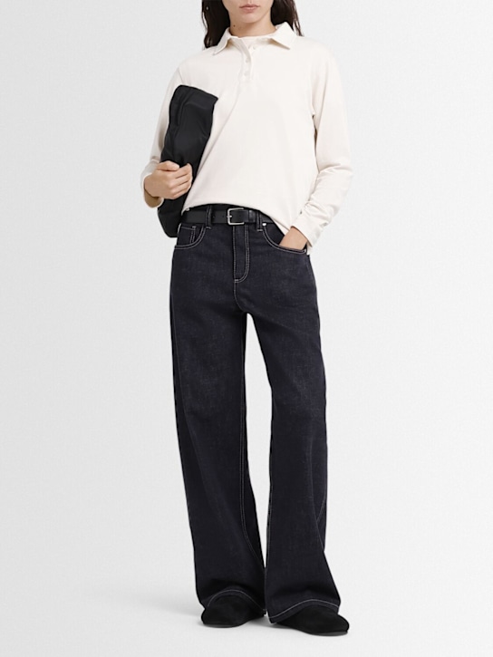 Brunello Cucinelli: Denim wide jeans - Blue - women_1 | Luisa Via Roma