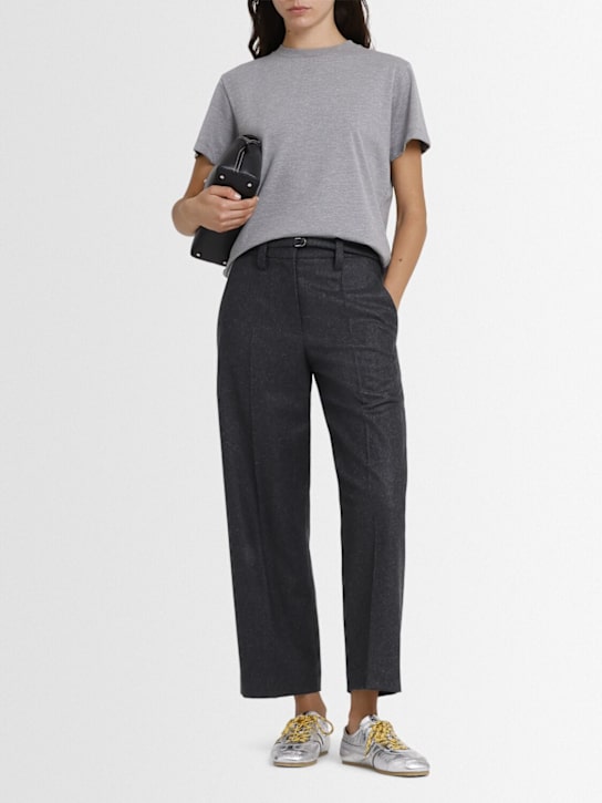 Brunello Cucinelli: Cropped wool pants - Dark Grey - women_1 | Luisa Via Roma