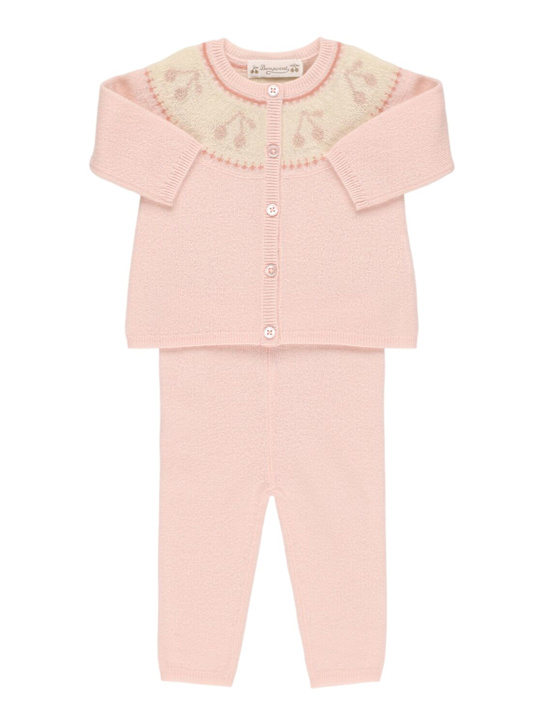 Bonpoint: Wool knit cardigan & pants - ピンク - kids-girls_0 | Luisa Via Roma
