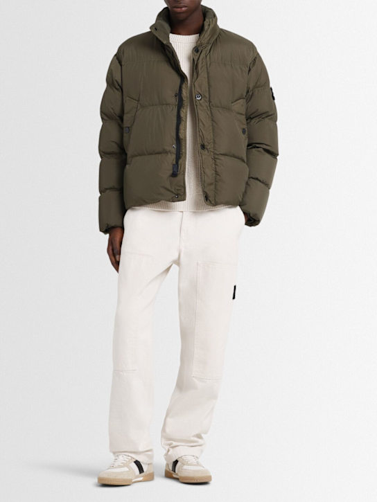 Stone Island: Nylon down bomber jacket - ミリタリーグリーン - men_1 | Luisa Via Roma