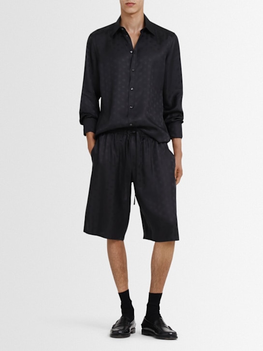 Dolce&Gabbana: Jacquard logo shorts - Black - men_1 | Luisa Via Roma