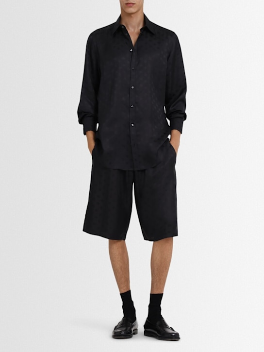 Dolce&Gabbana: Jacquard logo short sleeve shirt - Black - men_1 | Luisa Via Roma