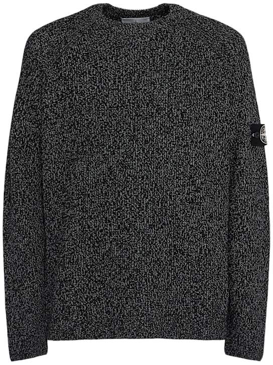 Stone Island: Reflective knit crewneck sweater - men_0 | Luisa Via Roma