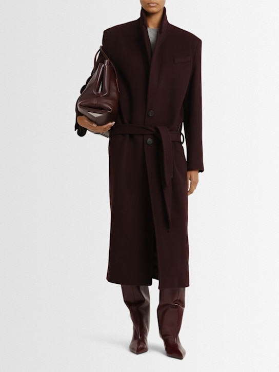 The Attico: Virgin wool blend belted long coat - women_1 | Luisa Via Roma