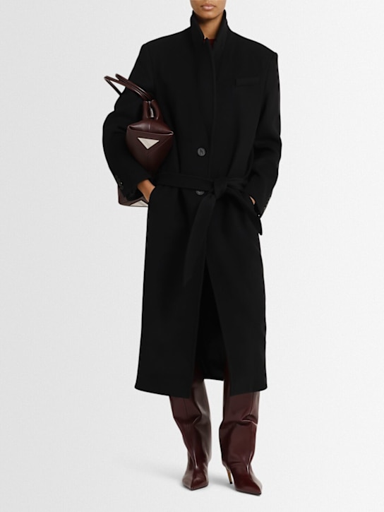 The Attico: Virgin wool blend belted long coat - women_1 | Luisa Via Roma