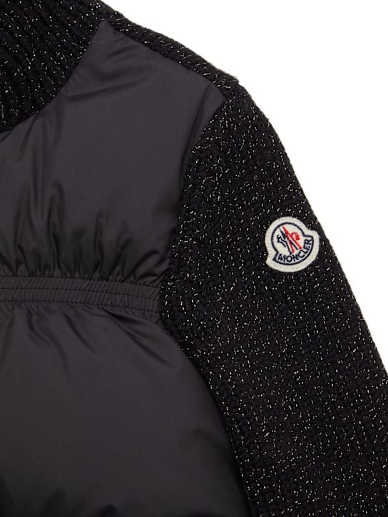 Moncler: Lurex virgin wool zip-up down cardigan - ブラック - kids-girls_1 | Luisa Via Roma
