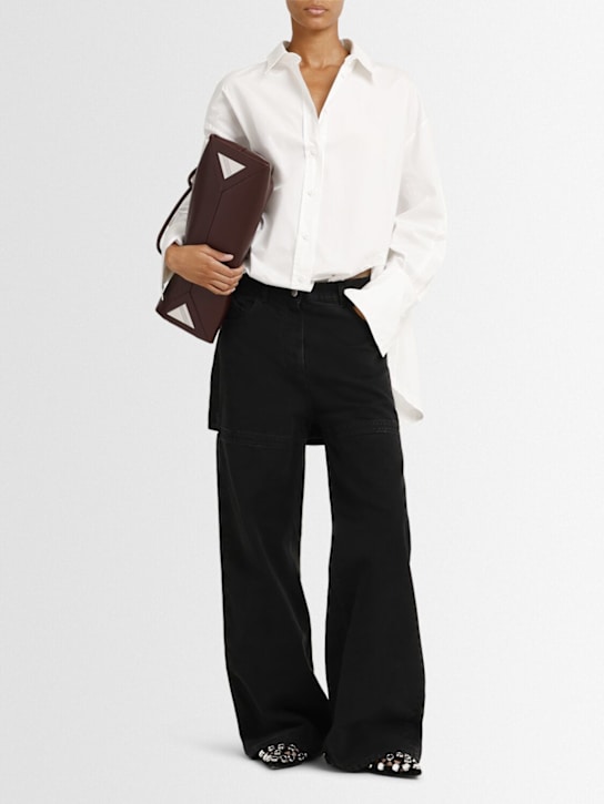 The Attico: Washed canvas cutout wide jeans - Black - women_1 | Luisa Via Roma