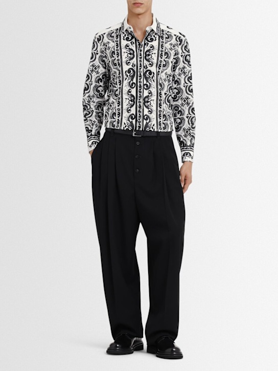 Dolce&Gabbana: Buttoned shirt - Maiolica 3 Nero - men_1 | Luisa Via Roma