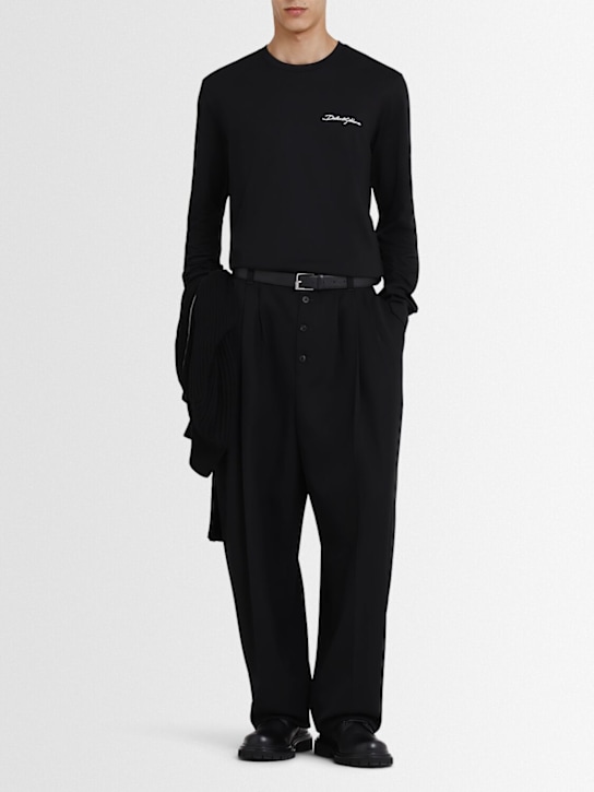Dolce&Gabbana: Embroidered logo l/s t-shirt - men_1 | Luisa Via Roma