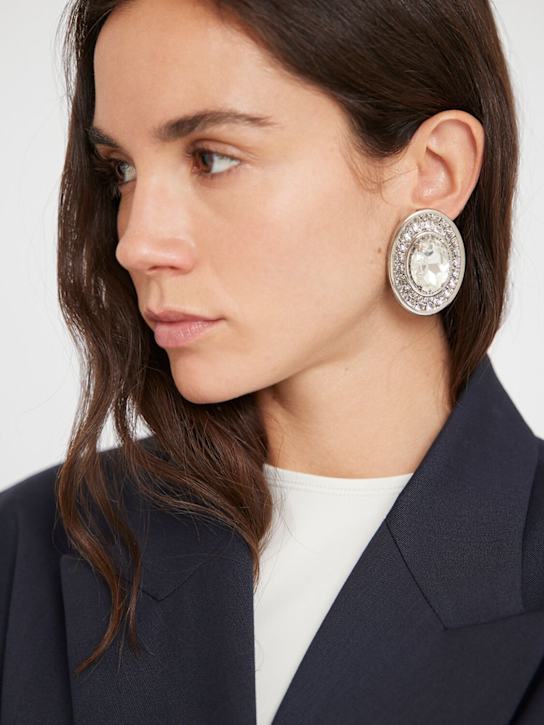 Large oval crystal earrings - Thumbnail 2
