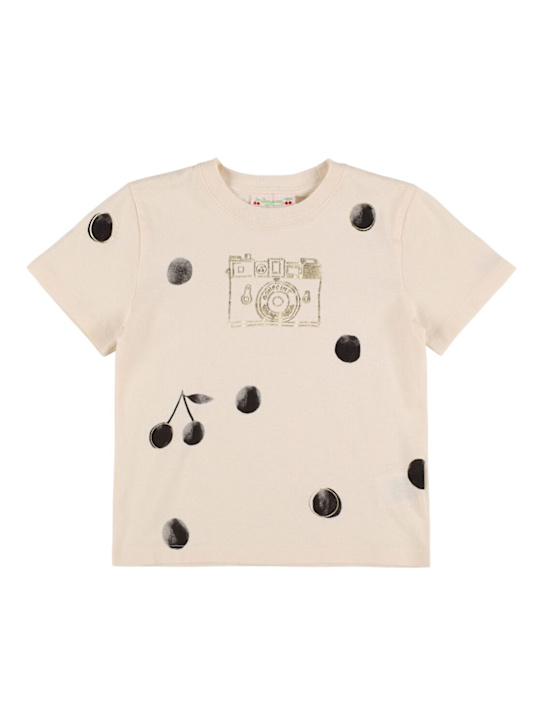 Bonpoint: Printed cotton jersey t-shirt - クリーム/ブラック - kids-girls_0 | Luisa Via Roma