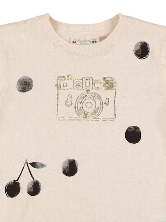 Bonpoint: Printed cotton jersey t-shirt - クリーム/ブラック - kids-girls_1 | Luisa Via Roma