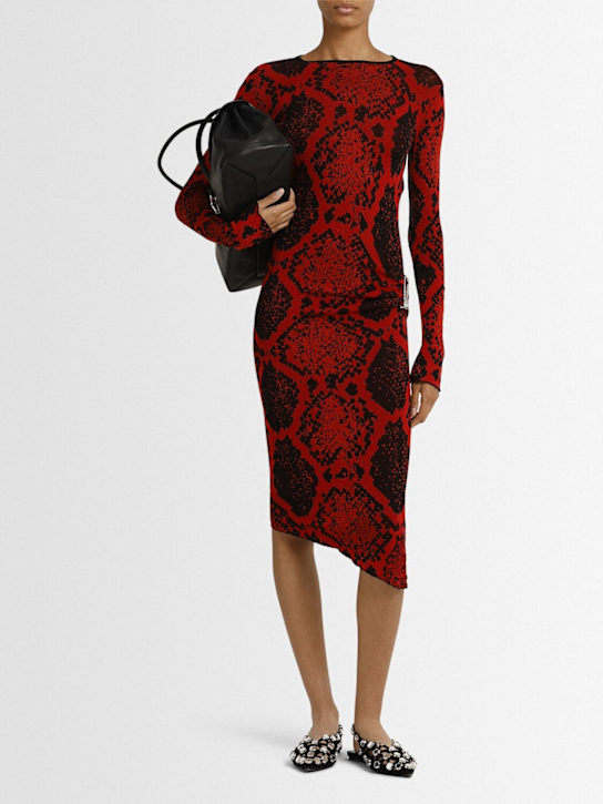 The Attico: Python printed viscose blend midi dress - Red/Black - women_1 | Luisa Via Roma