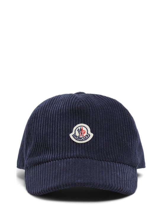 Moncler: Corduroy tech blend baseball cap - ネイビー - kids-boys_0 | Luisa Via Roma