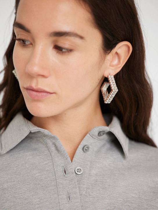 Rosantica: Vetro crystal squared hoop earrings - Silver - women_1 | Luisa Via Roma