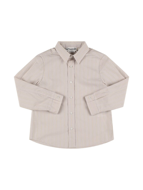 Bonpoint: Striped cotton poplin shirt - グレー - kids-boys_0 | Luisa Via Roma