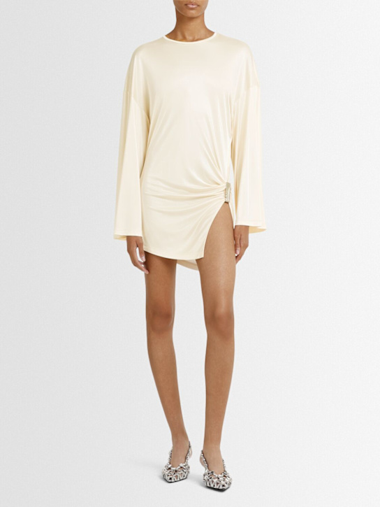 The Attico: Shiny viscose draped mini dress - Ivory - women_1 | Luisa Via Roma
