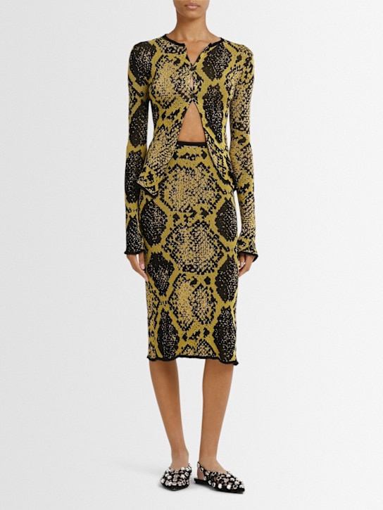 The Attico: Python printed viscose blend midi skirt - Yellow/Black - women_1 | Luisa Via Roma