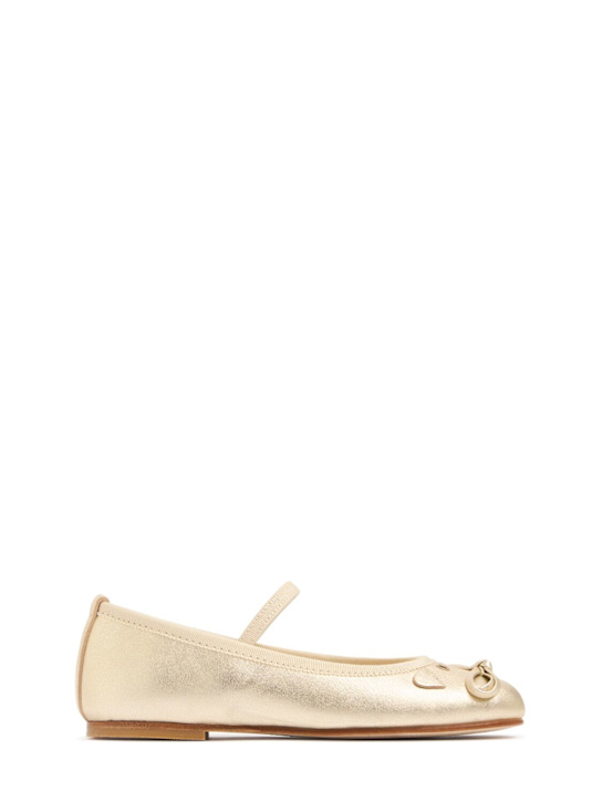 Bonpoint: Cat metallic leather ballerinas - ゴールド - kids-girls_0 | Luisa Via Roma
