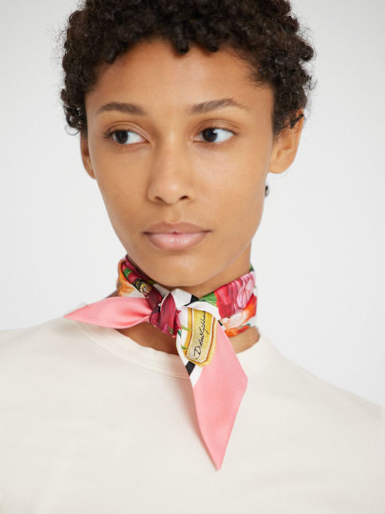 Dolce&Gabbana: Printed silk bandeau - White - women_1 | Luisa Via Roma