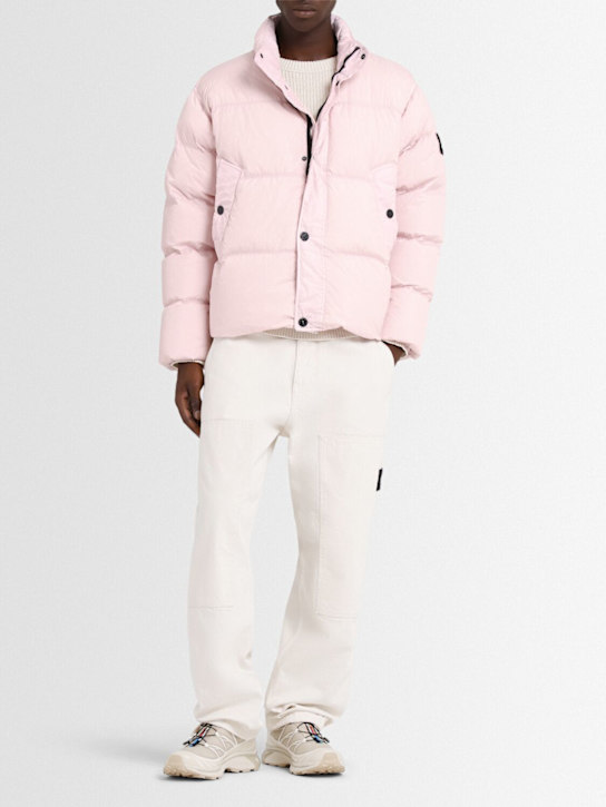 Stone Island: 尼龙羽绒飞行员夹克 - 粉色 - men_1 | Luisa Via Roma