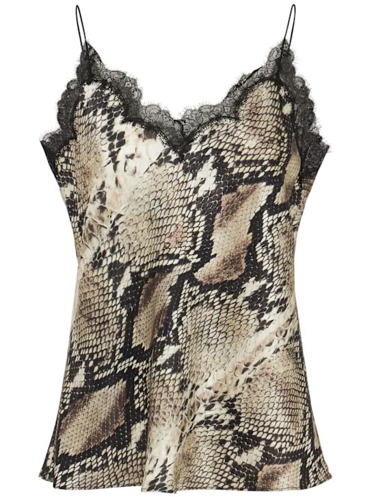 Roberto Cavalli: Python printed silk satin camisole - Black/Beige - women_0 | Luisa Via Roma