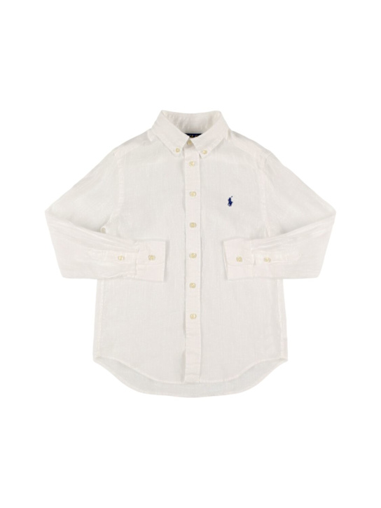 Polo Ralph Lauren: Logo embroidery linen shirt - kids-boys_0 | Luisa Via Roma