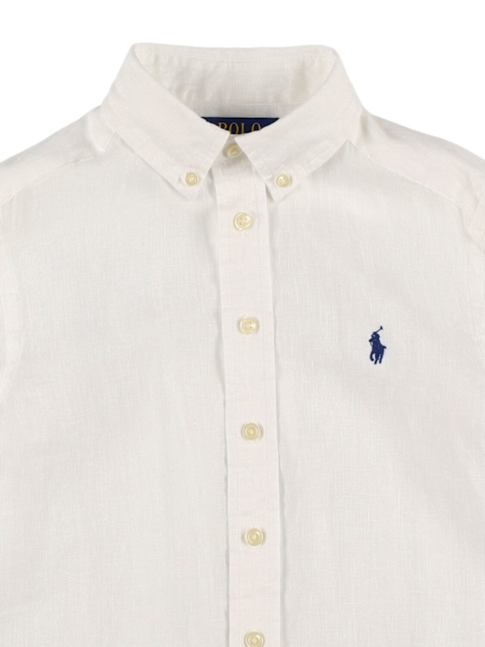 Polo Ralph Lauren: Logo embroidery linen shirt - kids-boys_1 | Luisa Via Roma