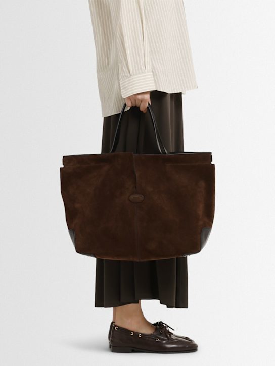 Tod's: Medium DBM suede shopping bag - Marrone Africa - women_1 | Luisa Via Roma