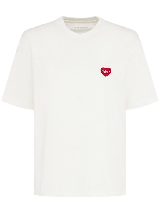 Carhartt WIP: T-shirt Heart II Hartt in cotone organico - Bianco - women_0 | Luisa Via Roma
