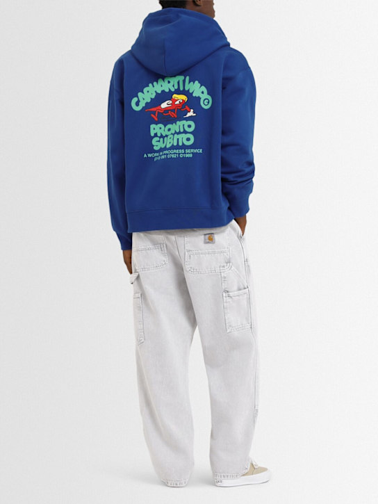 Carhartt WIP: Pronto brushed zip-up sweatshirt hoodie - Wolfsbane Blue - men_1 | Luisa Via Roma
